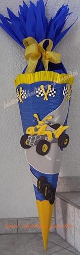 Bastelset Quad blau-gelb Schultüten-Rohling Schultütenzuschnitt 400g Karton