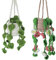 2 PCS Crochet Plant Basket Rear View Mirror Accessories,AFUNTA Cute Crochet Potted Car Hanging Ornament, for Window Car Door Balcony