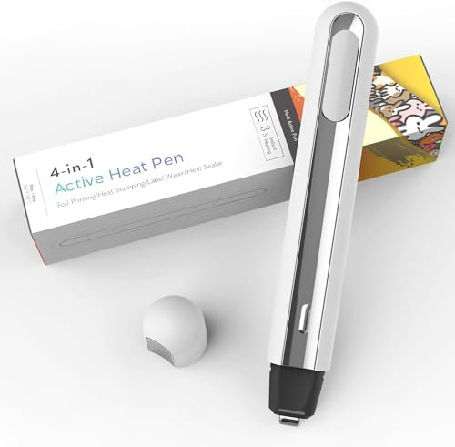 MiniCraft 4-in-1 DIY schnurloser Heißpressstift mit 3s schneller Hitze, tragbarer Lebensmittelbeutel, Heißsiegeler, Folienfeder, Löschen von Thermodrucken für Identitätsdiebstahlschutz (weiß)