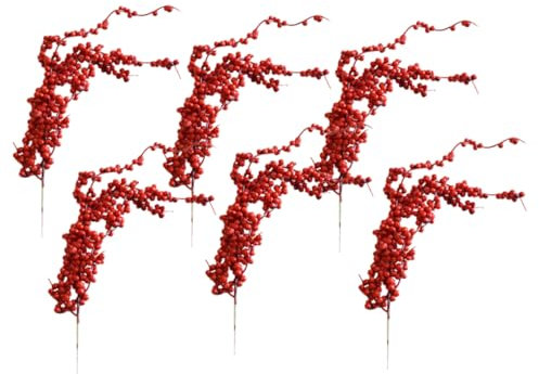 Cabilock 6stücke Künstliche Weihnachtsbeeren Rote Simulation Beeren Dekoration Für Weihnachten Hochzeit Feiertage Blumensträuße Arrangements Anbringbar An Kahlen Stellen