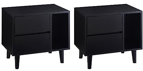 TUKAILAI Nachttisch, Nachtschrank mit 2 Schublade, Beistelltisch Modern für Wohnzimmer und Schlafzimmer, Holz Nachttisch Schrank 50 x 34 x 46.5 cm