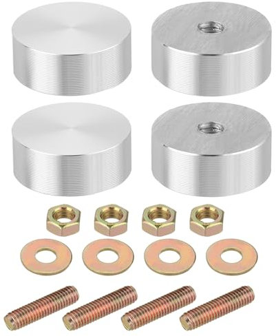 QUARKZMAN M6 Gewinde 25mm Durchmesser 10mm dick Runde Aluminiumscheibe Set von 4 - mit Montageschrauben, Glasplatten Aluminiumkreisscheibenadapter für Glastisch Teetische