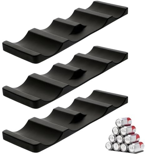 Forhandy 3 portabottiglie per frigorifero, antiscivolo, impilabile, per frigorifero, Oganizer, pieghevole, per conservare birra, bevande, acqua minerale (nero)