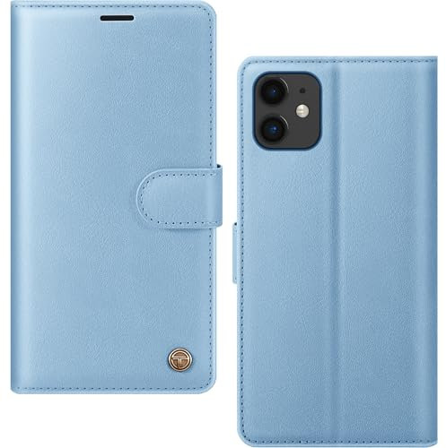 AIMOYU for iPhone 11 Case, Flip Wallet Leather Phone Case with [4 Card Slots] [Kickstand] [RFID Blocking] Magnetic Protective Shockproof Cover for iPhone 11 Phone Case - Sky Blue