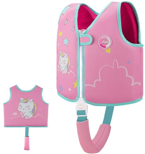 Schwimmweste Kinder,Premium Neopren Schwimmhilfe für Kinder 1-9 Jahre (Magenta, L(6-9))