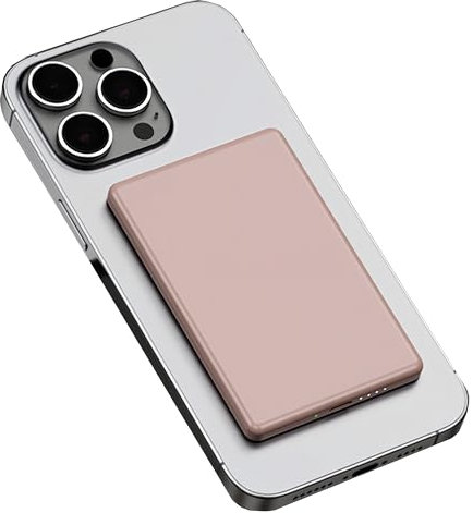 0.3 Ultra Slim Wireless Power Bank, 5,000mAh Fast Charge Portable Charger, Alloy Magnetic USB C Battery Pack for iPhone 16/15/14/13/12 (Pink)