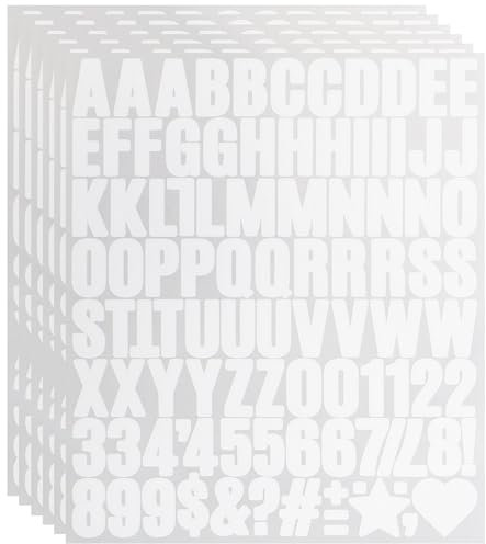 1 Inch Small Vinyl Letters Number Stickers, 588 Pieces Self Adhesive Alphabet Number Sticker for Sign, Notebook Decor, Scrapbook - White