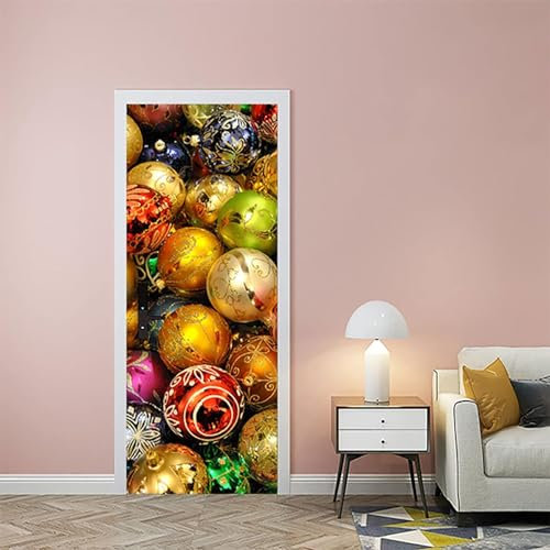 Adesivo Per Porta 3D Natale 77 X 200 Cm Murale Autoadesivo Decorazione Della Casa Adesivi Murali Camera Da Letto Soggiorno Rimovibile Poster Art Stickers - Foto Della Porta Della Camera De-1971227296