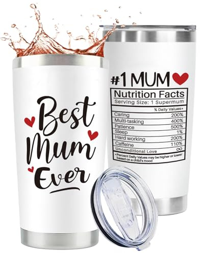 Gifts for Mum on Her Birthday | 20oz Insulated Tumbler with Straw & Lid – Best Mum Birthday Gifts for Women – Thermos Travel Coffee Mug