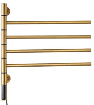 KLGFBDC Toallero eléctrico de Pared, Calentador de Toallas para baño Giratorio 180°, con Pantalla LED y Temporizador, Control de Temperatura, enchufable, Dorado