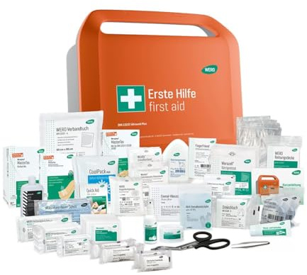 WERO Smart Case Erste-Hilfe-Koffer DIN 13157 erweitert Allround Plus | Kompakt, Robust & übersichtlich, Staub- & spritzwassergeschützt, Mit Farbleitsystem, Mit Wandhalterung