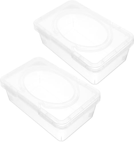 Sewroro 2pcs Wipes Dispenser Box Dustproof Lid, PP Wet Tissue Holder Container for Home and Travel Nursery Storage