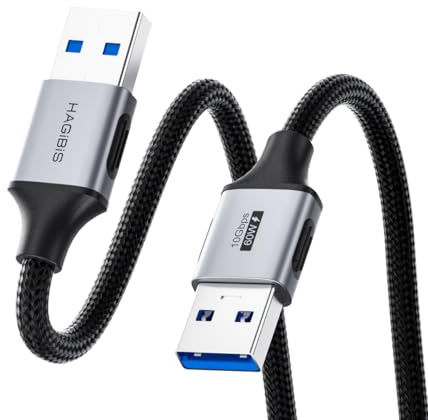 Hagibis USB to USB Cable, 10Gbps Data Transfer 60W Fast Charging USB 3.2 A to A Male to Male Cable for Computer, PC, Laptop, Cooler, DVD Player, Hard Drive Enclosures, Set Up Box (4.9FT)