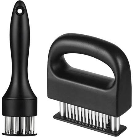 WZHHDM 2 Stück Steaker Fleischzartmacher, Fleischklopfer Edelstahl 304 | Meat Tenderizer Schnitzelpresse mit 48 Klingen+21 Klingen für Steak Huhn Schwein Fisch BBQ(Schwarz)