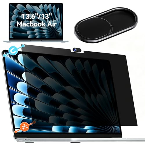 imluckies Magnetischer Blickschutzfilter für MacBook Air 13.6 & 13 Zoll (2022–2026, M2/M3/M4/M5) – Abnehmbar & Wiederverwendbar, Antireflex Matt Schutzfolie mit Objektivabdeckung