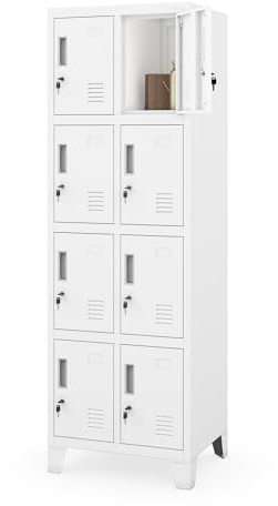 Jan Nowak Schließfachschrank Schulschließfach Metall 8 Fächer 172x56x45 cm | Schülerspind, Fächerschrank, Garderobenspind mit 8 Fächern, abschließbar, belüftet, für Schule, Kita, Umkleide