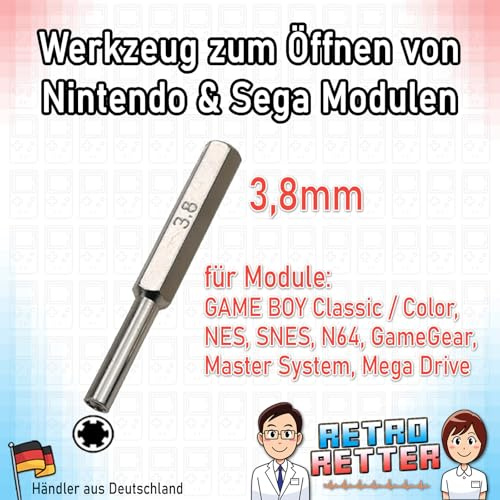 RetroRetter 3,8mm Schraubenzieher Bit für Nintendo NES/SNES / N64 / GameBoy & für Sega Game Gear Module - Schraubendreher
