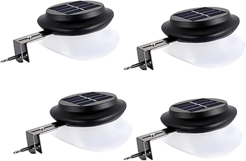 EONANT 4 Stück Solarleuchten Dachrinnen ，9 LED Solarlampen für Außen Wasserdicht Wandleuchten Für Zaun Straße Garten Terrasse Dekor (Schwarzes, Weißes)