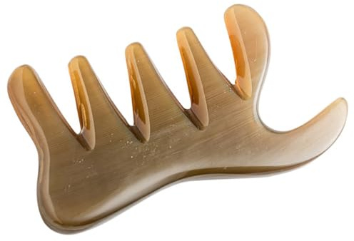 VINTORKY Ox Horn Comb 1 Stück Ergonomischer Körpermassagekamm aus Ochsenhorn mit Glatten Kanten für Schabmassage zu Hause und Unterwegs