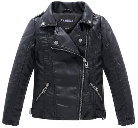 Bebone Boys Collar Motorcycle Faux Leather Jacket Coat