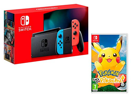 Nintendo Switch Rouge/Bleu Néon 32Go [Nouveau modèle] + Pokémon: Let´s Go, Pikachu!