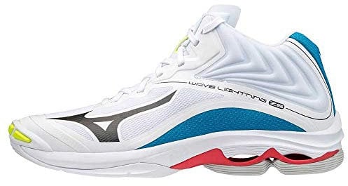 Mizuno Damen Lightning Z6 Mid Volleyball-Schuh, White/Black/Divablue, 46.5 EU