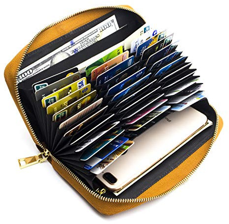 ANDOILT Portefeuille Femme Cuir Véritable Homme Portefeuilles Blocage RFID Card Grande Capacite Porte Chéquiers Cartes Monnaie Marron