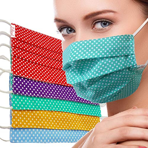 Lilind® 5 x Gesichtsmasken, atmungsaktiver Stoff, handgefertigt, wiederverwendbar, waschbar, 100 % Baumwolle