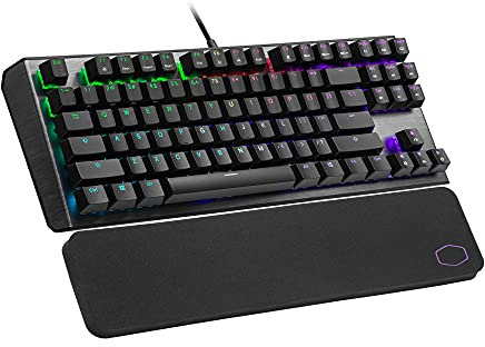 Cooler Master CK530 V2 Mechanische Gaming-Tastatur ohne Nummernblock, kabelgebundene Tastatur mit RGB-Hintergrundbeleuchtung & Handballenauflage, On-the-Fly-Steuerung - US Layout / rote TTC-Schalter