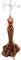Portagioie a forma di manichino decorativo vintage, espositore originale per collane, orecchini, bracciali, ciondoli, estroso o decorativo, legno e tessuto, gancio in metallo, altezza circa 39 cm.