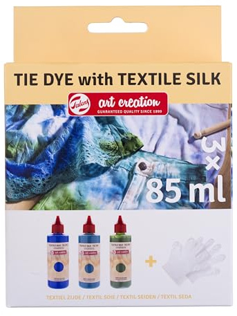 Talens Art Creation Batik-Set | Blau, Türkis & Grün + Handschuhe | Stofffarbe für T-Shirts, Schuhe, Kleidung, DIY, Upcycling