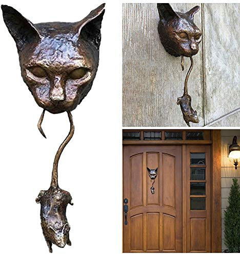 XIUNIA Kreativer Türklopfer, einzigartiger Katzen- und Maus-Türklopfer, Katze und Maus, Wandbehang, Kunstharz, Heimanhänger