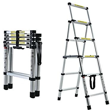 1.4M+1.7M Multi-Purpose Aluminum Herringbone Ladder - 4+5 Steps Telescopic Extension Step Ladder for DIY Painting/Housework/Office