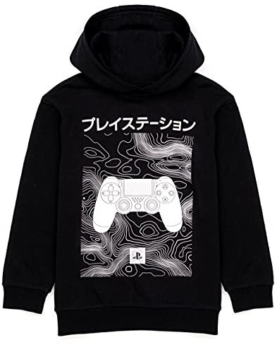 PlayStation Kids Hoodie | Boys Girls Games Japanese Logo Black Jumper Jacket | Gamer Merchandise 5-6 Years