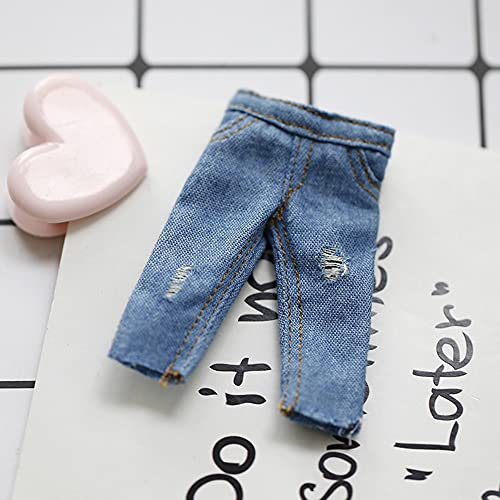 XiDonDon Ob11 Babykleidung für 1/12 BJD, OB, GSC Wear Strumpfhosen BJD Puppenkleidung Jeans Hosen Puppenzubehör OB Kleidung (Dark Blue)
