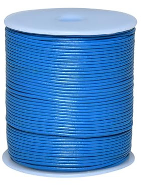 Cords Essentials Round Genuine Leather String Cord, Rope for Jewelry Making, Necklaces, Bracelets, Kumihimo Braiding, Wraps, Crafts and Hobby Projects (Blue, 1.5 MM)