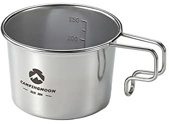 Campingmoon Stainless Steel Camping Sierra Coffee Cup Lightweight Compact Camping Mug Table Cookware with Folding Handle S180