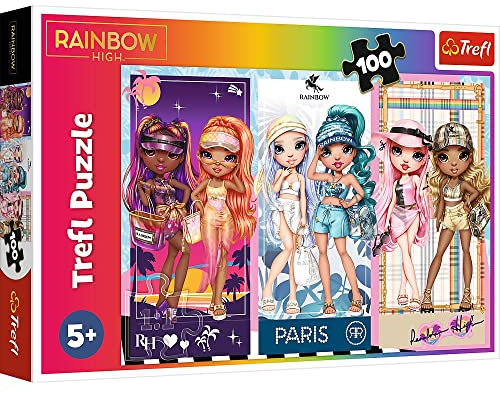 Tréfl - Rainbow High, Poupées Arc-En-Ciel - Puzzle 100 Elements - Puzzle Coloré avec des Personnages de Conte de Fées Rainbow High, Divertissement Créatif, Amusement pour les Enfants à Partir de 5 ans