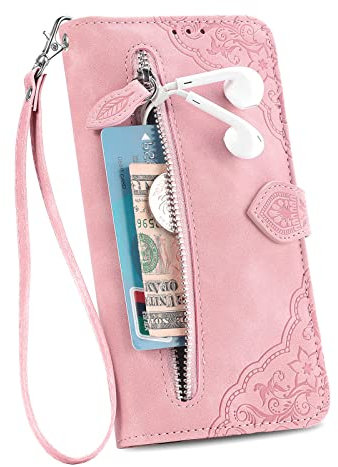EasyShow Kompatibel mit VIVO Y33s/Y21/Y21S Hülle, VIVO Y33s/Y21/Y21S PU+TPU Leder Wallet Tasche Cover, 3D -Druckblumenkartenbeutel Mobilfunkkoffer für VIVO Y33s/Y21/Y21S-Rosa