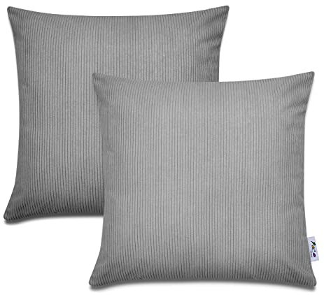 Paco Home Dekorative Kissenbezüge Kordsamt Kissenbezug Weich Kissenhülle Set Kissen Sofa Schlafzimmer Deko Zierkissen, Farbe:Anthrazit 2, Sets:2pcs-Set