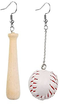 Runde Ohrringe Silber Sport-Baseball-Ohrringe 3D-Ball-Softball-Schläger-Ohrringe Clip-on-Damen-nette Spieler-Cheerleading-Accessoires Ohrringe Manschetten