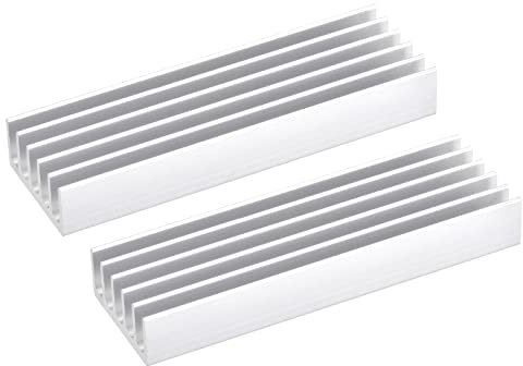 sourcing map 2 Pack M.2 SSD Heatsink Cooler with Thermal Pad Alloy Aluminum Heat Sink Cooling Sink for PC, 70x22x10mm, Silver Tone
