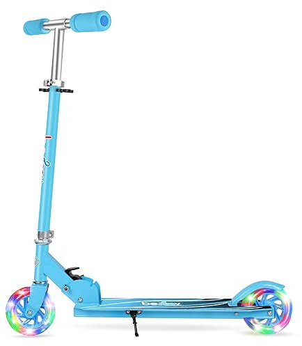 BELEEV V1 Roller Kinder 2 Räder, Klappbar Kinderroller für Mädchen Jungen, Tretroller mit LED Leuchtende Räder, 3 Höhenverstellbare, Ständer, Scooter for Kinder ab 3-12 Jahre