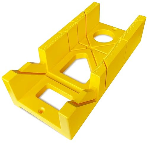 Hanpex 300mm Heavy Duty Mitre Box Cuts Both 45 Degree and 90 Degree Miter Angles for Accurate Cutting, Impact-Resistant ABS Plastic Miter Box for DIYer, Woodworker, Woodcarver, Carpenter, Yellow