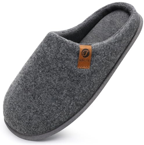 ONCAI Pantofole da Uomo Invernali, Comoda Memory Foam Calde Scarpe da Casa in Lana Con Suola Antiscivolo Taglia Puro Grigio 43