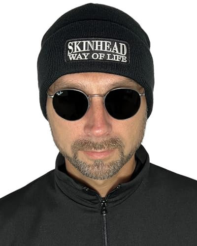 No Face No Name Mütze Skinhead Way of Life in schwarz I Unisex I bestickter Aufnäher zum wechseln I Beanie Strickmütze Wintermütze