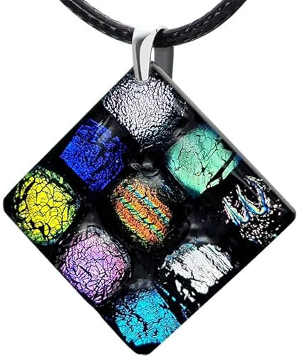 miyou - Murano Glas Halskette – Venezianische Glaskette - Kette mit Anhänger – 925er Silber – Handgefertigter Schmuck - Murrina Raute