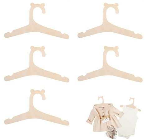 Baby Kleiderbügel aus Holz,Baby Kleiderbügel,5Pcs Baby Kleiderbügel,rutschfest Babykleiderbügel,Kinderkleiderbügel Kleinkinder Kleiderschränke,für Kleidung,Hosen,Spielzeug,Kindergartenzimmer