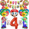 Set per feste di compleanno per bambini, Decorazioni per compleanno di 4 anni, 25 pezzi, Include striscione, Adesivi per tatuaggi, Palloncino con numeri, Palloncini in foil, Palloncino a forma