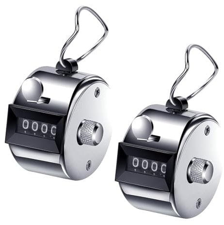 GNAUMORE Handzähler Manuelle Klicker,Zähler Clicker Handzähler,Metall Zähler Klicker Counter,Handzähler Counter Klicker,Schrittzähler Mechanischer Handzähler 4 Ziffern,2 Stück Zähler Klicker